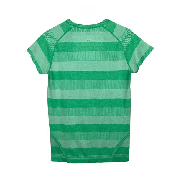 Lululemon Run Swiftly Tech Shirt T-shirt Short Sleeve Green Stripe Women's 12 - Picture 6 of 7